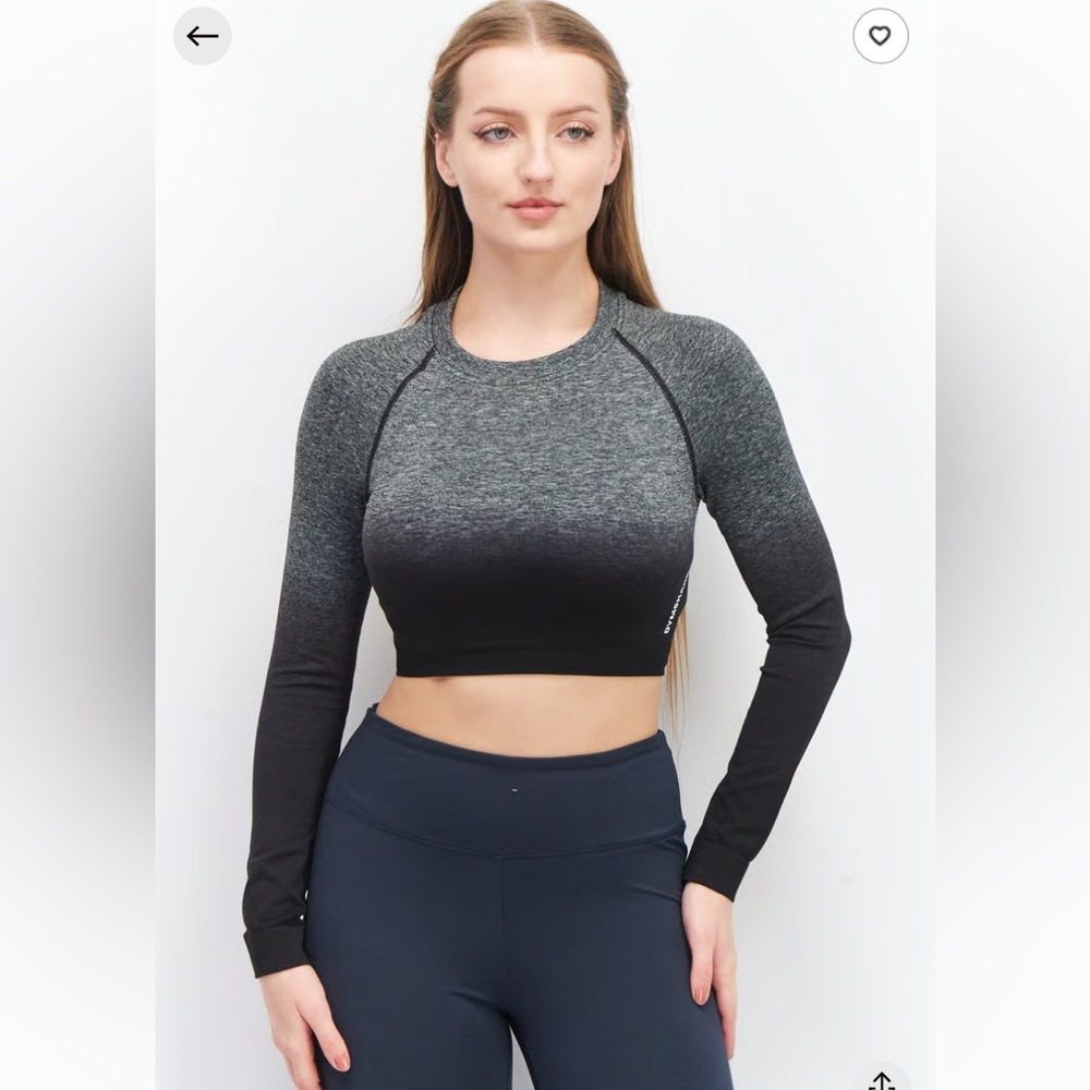 Gymshark Women Sportswear Fit Long Sleeve Training Crop Top Heather Size XS